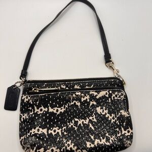 Coach Black and Cream Textured Wristlet